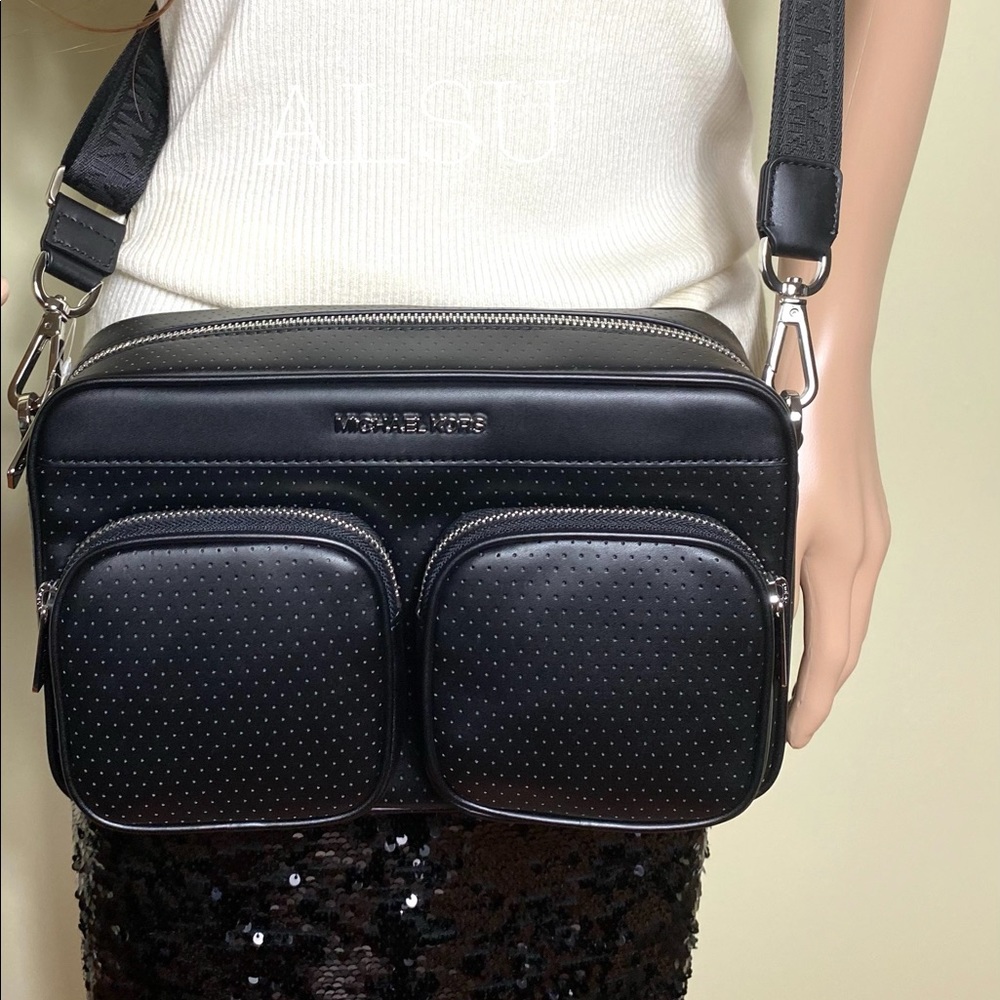 Michael Kors Hanover LG Crossbody Vegan Faux Le Bl - Picture 4 of 14